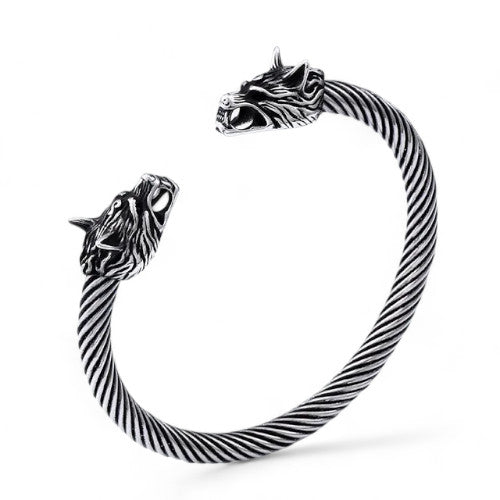 Double Headed Wolf Torq Bracelet