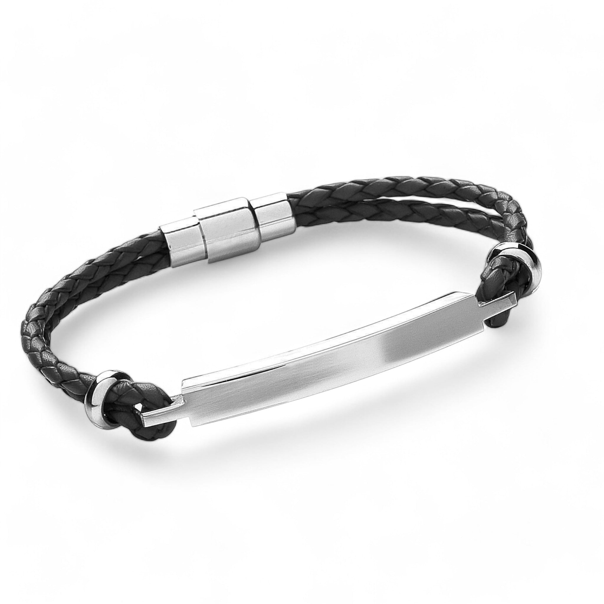 Tribal Slim Leather ID Bracelet