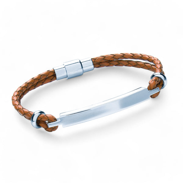 Tribal Slim Leather ID Bracelet