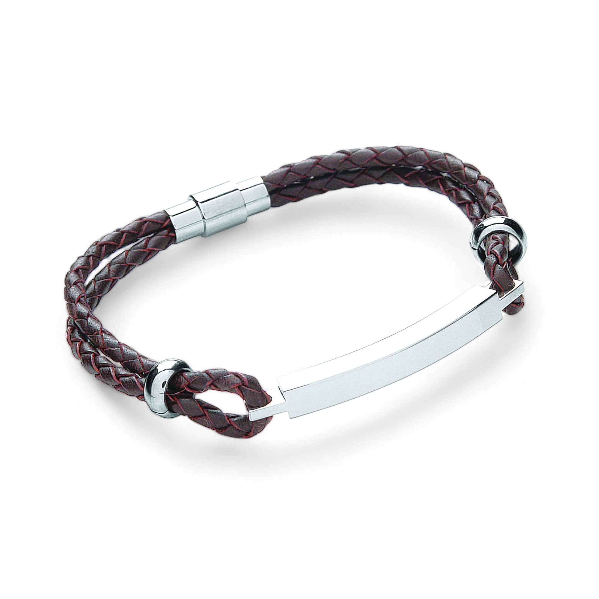 Tribal Slim Leather ID Bracelet