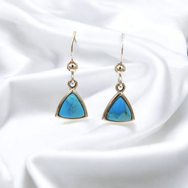 Sterling Silver and Turquoise Triangle Hook Earrings