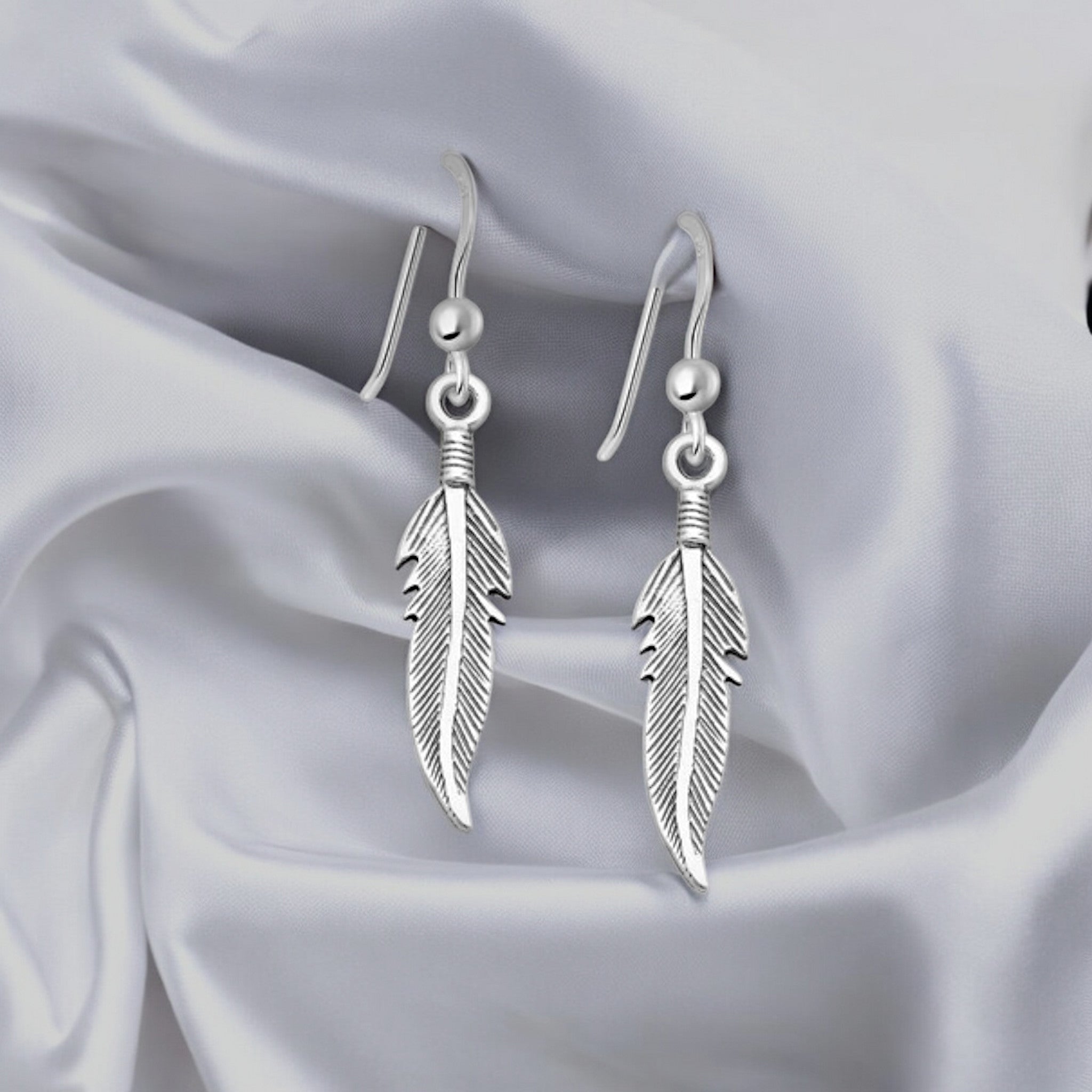 Sterling Silver Feather Earrings