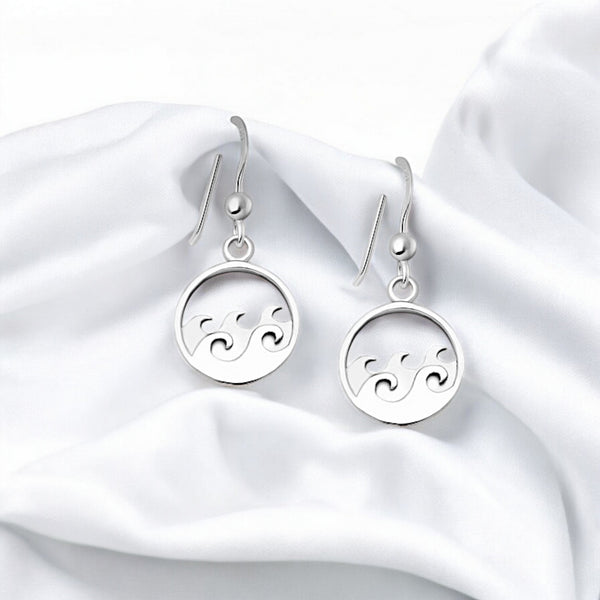 Sterling Silver Wave Hook Earrings