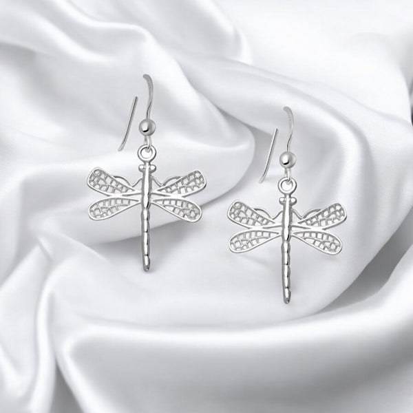 Sterling Silver Dragonfly Hook Earrings