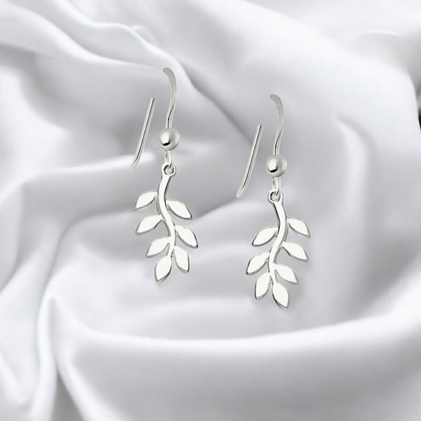 Sterling Silver Leaf Hook Earrings