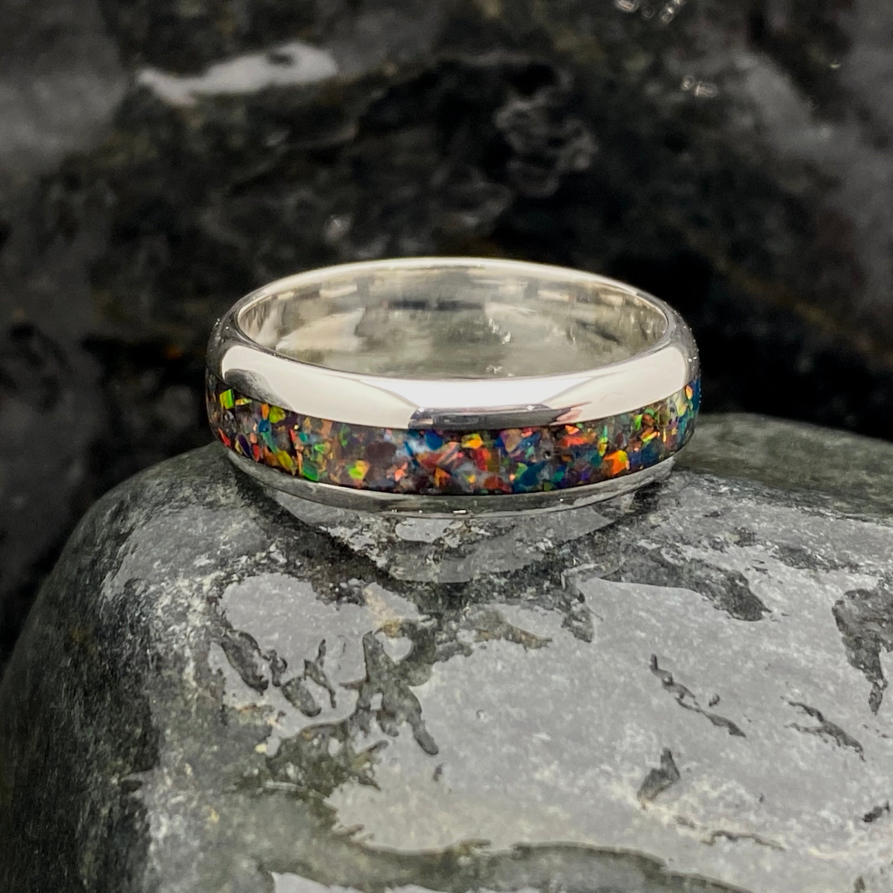 Opal Inlay Silver Ring