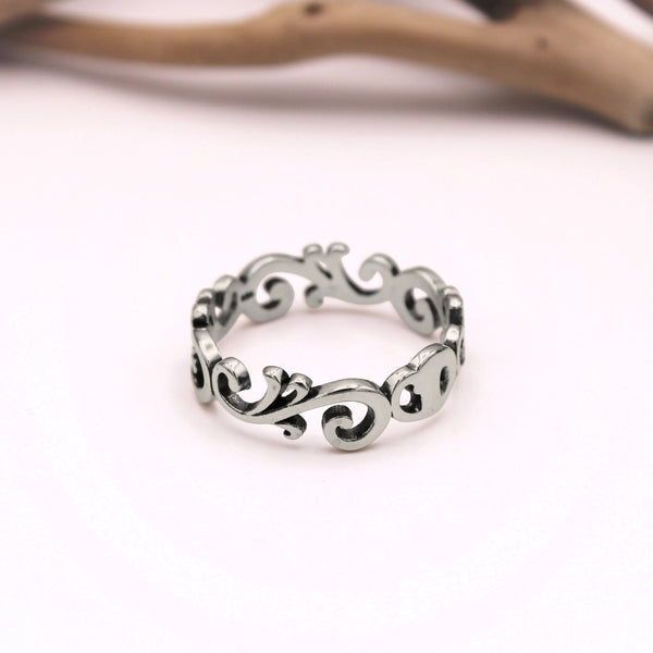 Sterling Silver Oxidized Swirl Ring