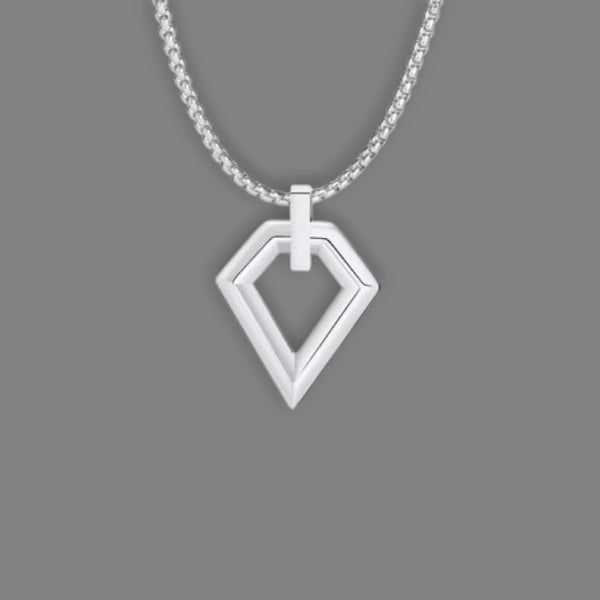 Stainless Steel Geometric Spearhead Pendant with Box Chain