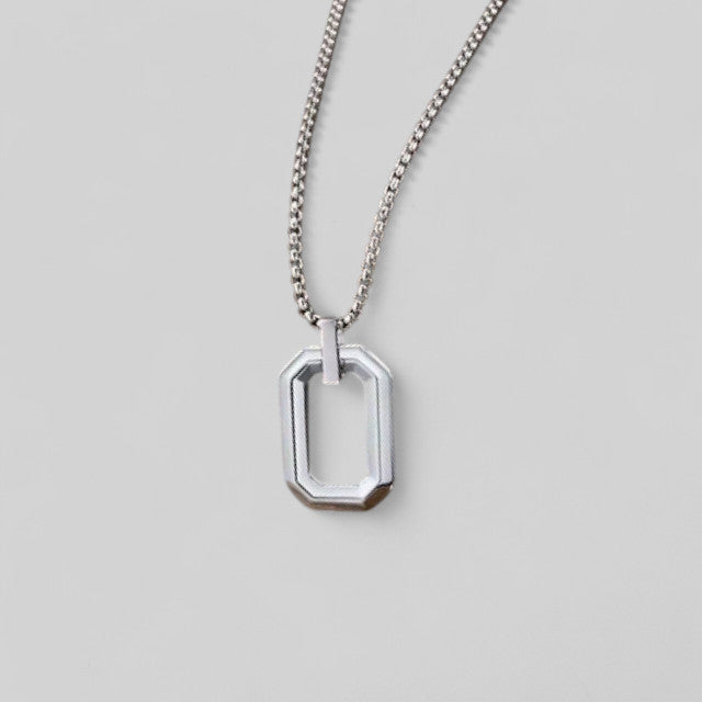 Stainless Steel Geometric Pendant with Box Chain