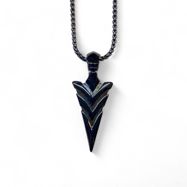 Stainless Steel Black Arrow Head Pendant