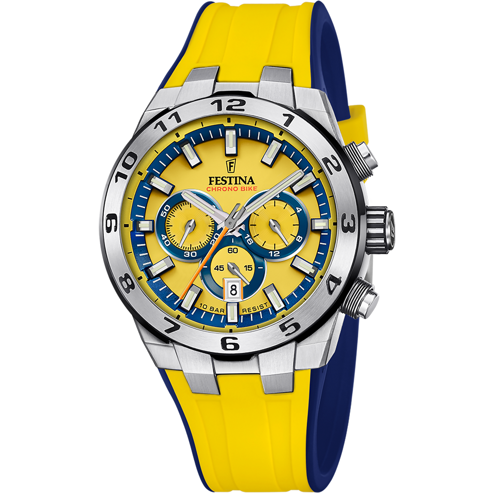 Festina 2024 Chrono Bike Watch - Yellow with Rubber Strap