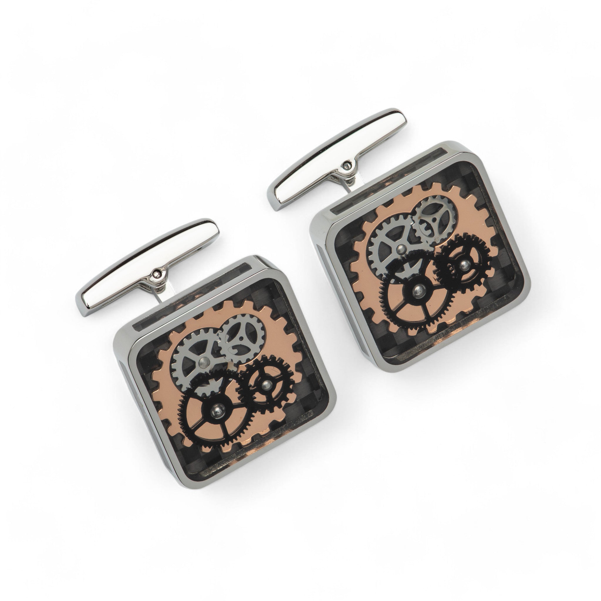 Stainless Steel Cufflinks with Gear Parts - QC274