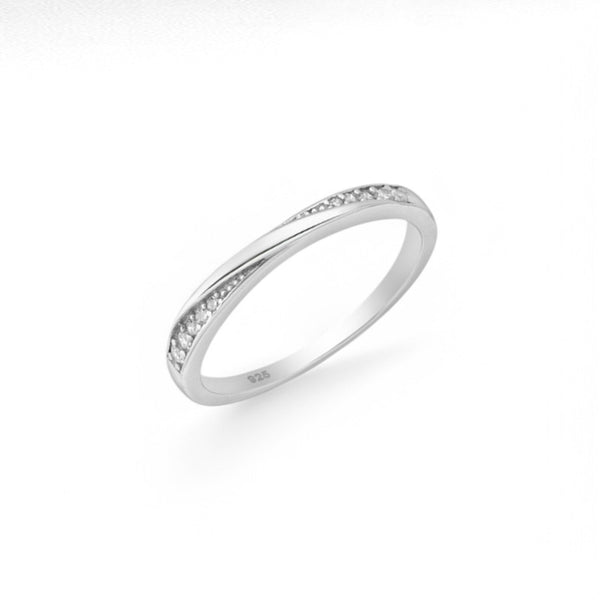 Sterling Silver Ring Decorated with CZ Diamonds