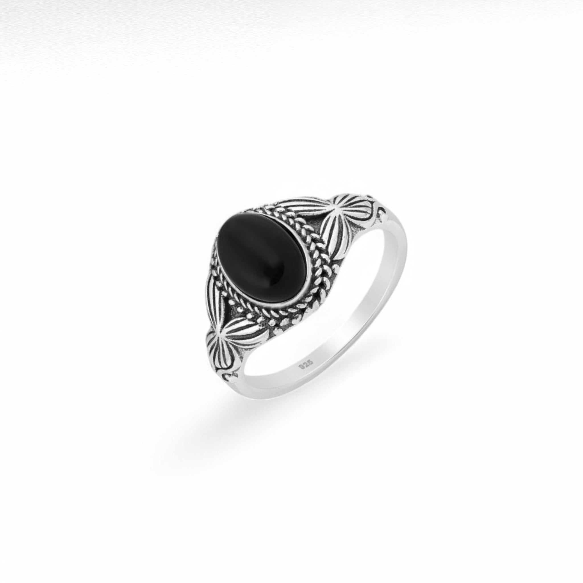 Silver Oxidized Oval Ring