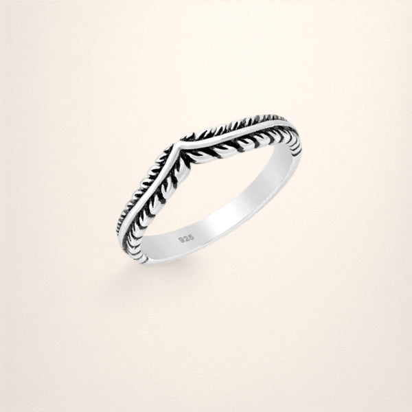 Sterling Silver Oxidized Chevron Ring