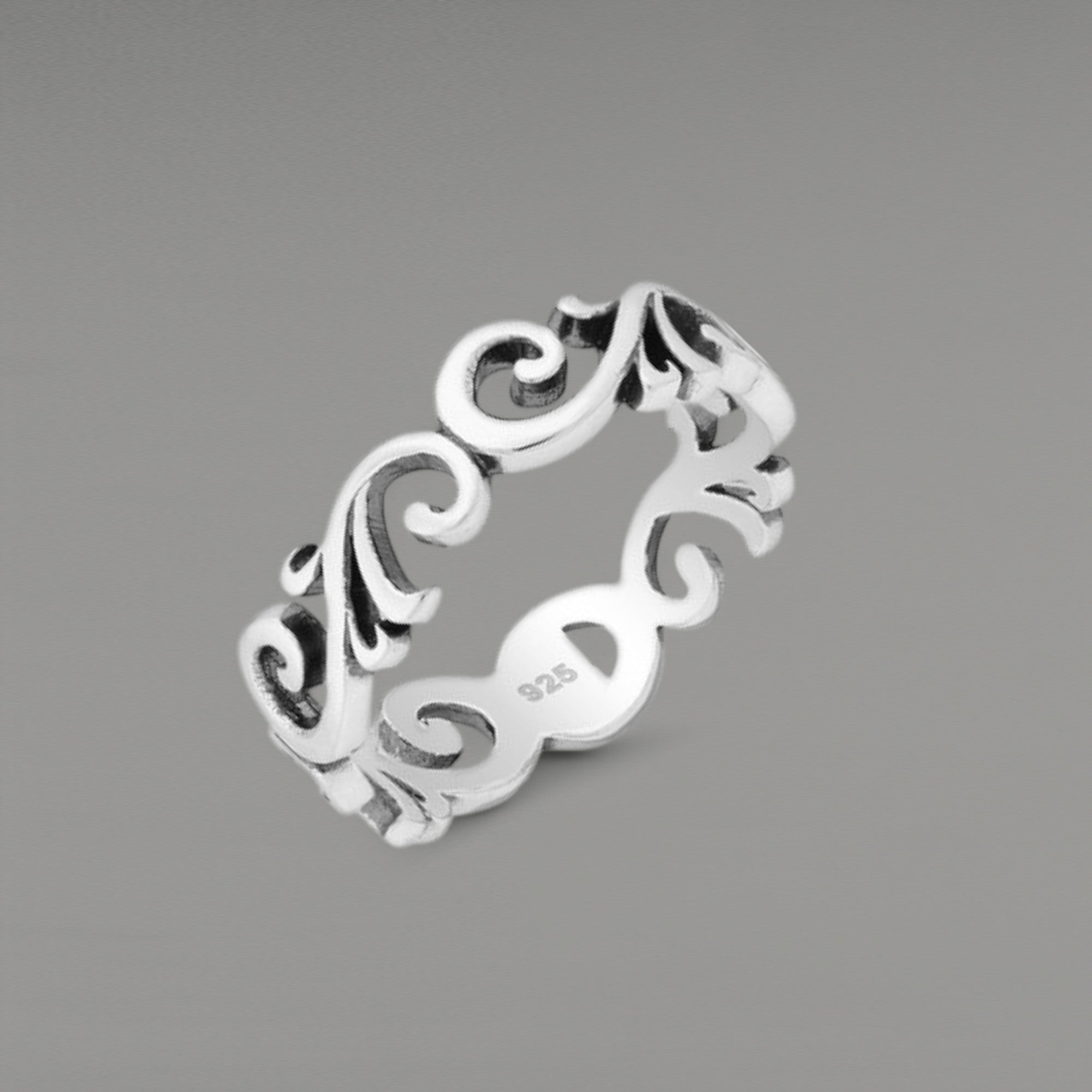 Sterling Silver Oxidized Swirl Ring