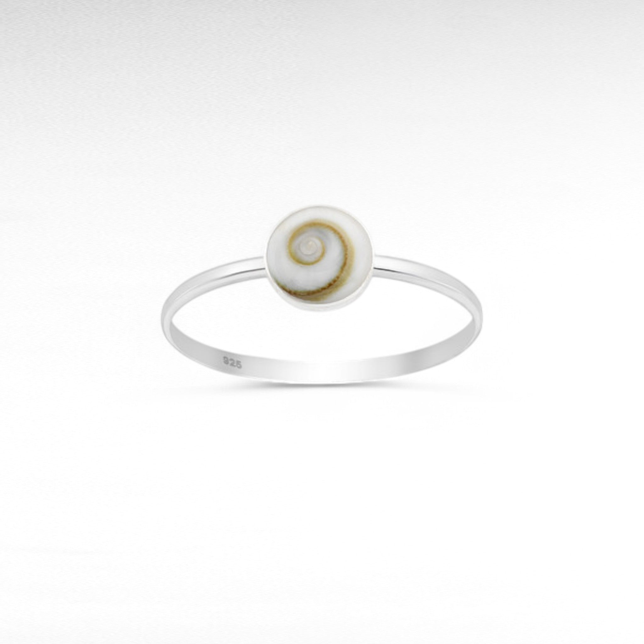 Sterling Silver Ring, Decorated with Shiva Shell