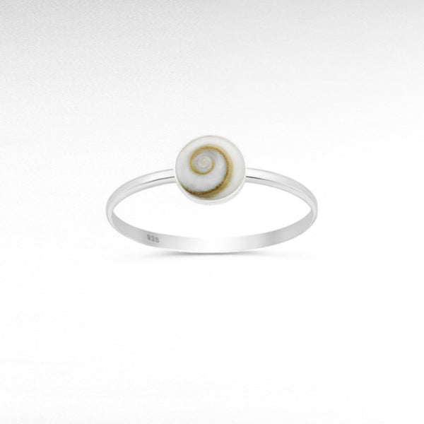 Sterling Silver Ring, Decorated with Shiva Shell