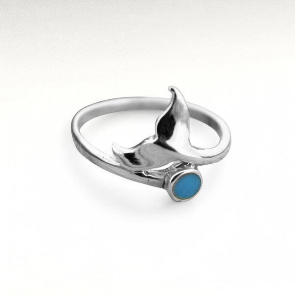 Whale Tail Ring with Turquoise