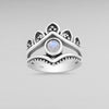 Sterling Silver Oxidized and Moonstone Chevron Ring