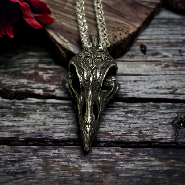 Norse Raven Skull Pendant and Chain