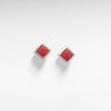 Sterling Silver Stud-Back Earrings, Decorated with Resin