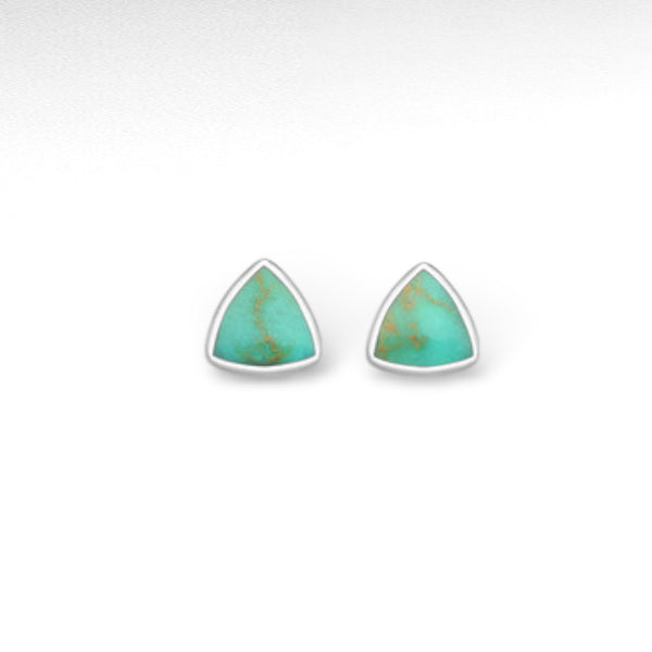 Sterling Silver Triangle Push-Back Earrings, Decorated with Resin