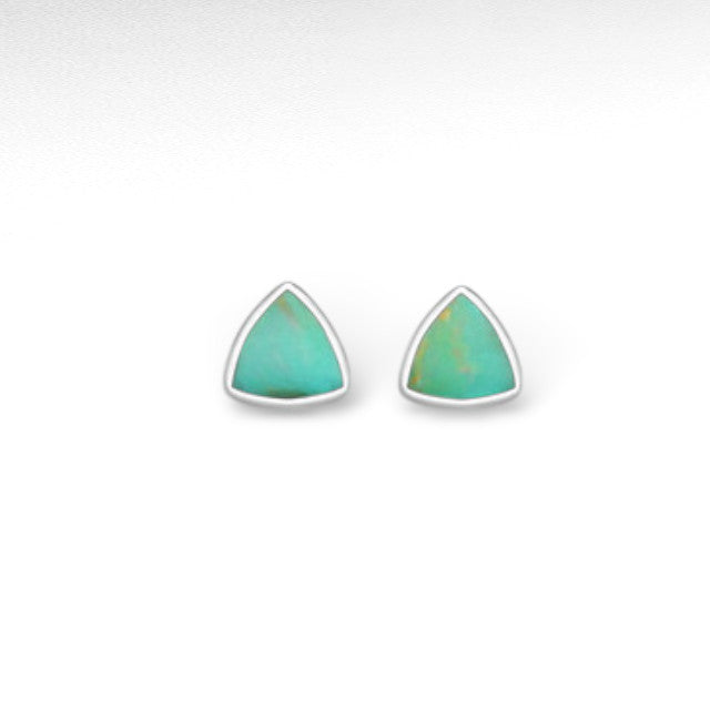 Sterling Silver Triangle Push-Back Earrings, Decorated with Resin