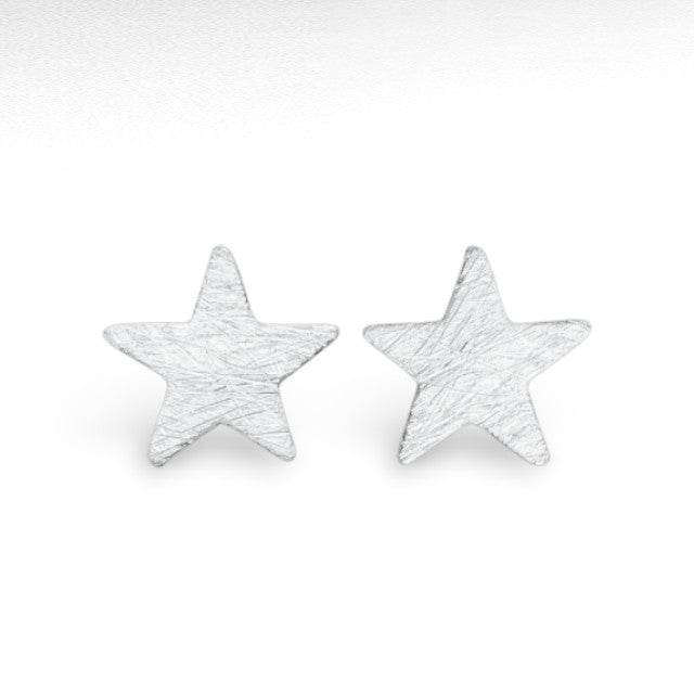 Sterling Silver Matte Stud Star Earrings