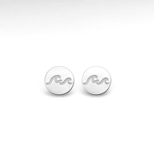 Sterling Silver Round Wave Push-Back Earrings