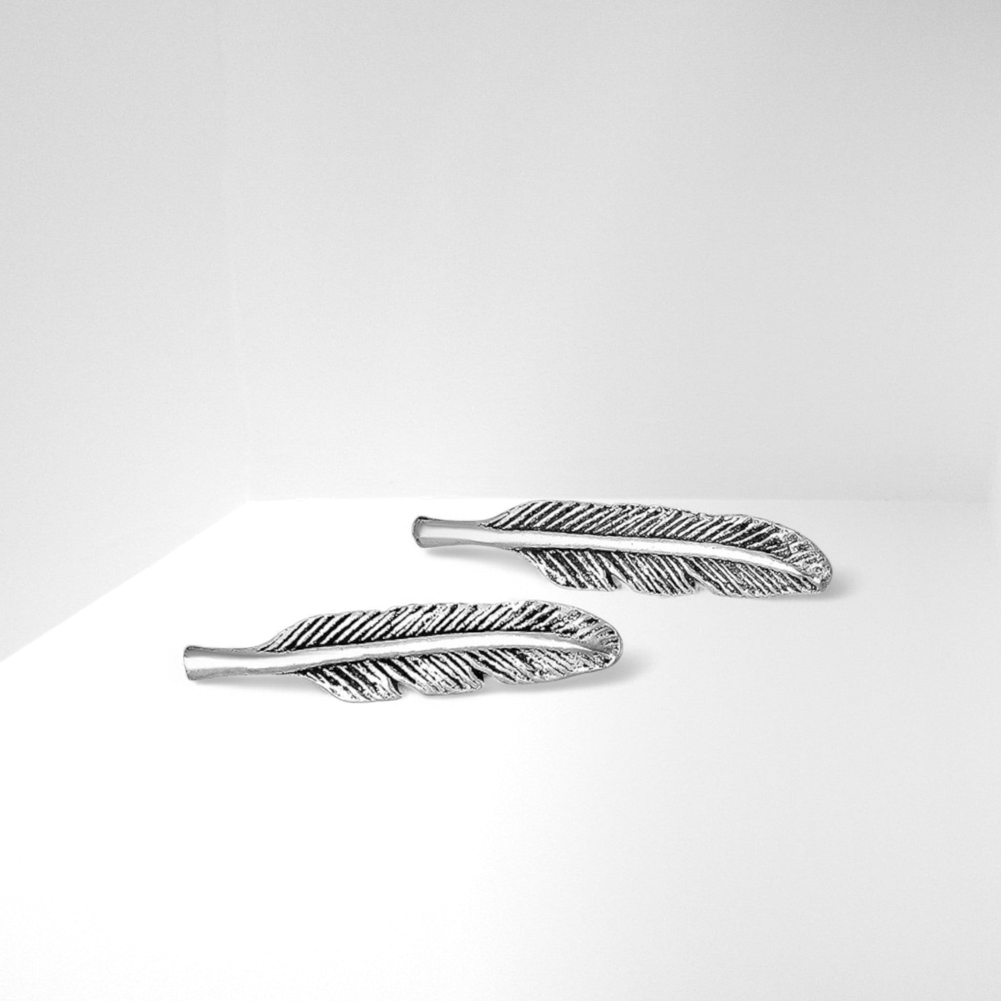 Sterling Silver Stud-Back Feather Earrings