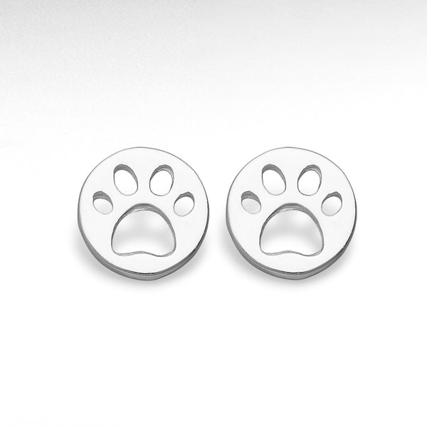 Sterling Silver Paw Stud-Back Earrings