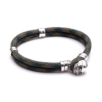 Camo Cord and Silver Tribal Bracelet