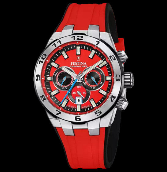 Festina 2024 Chrono Bike Watch - Red with Rubber Strap