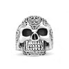 Sterling Silver Oxidized Swirl Skull Ring