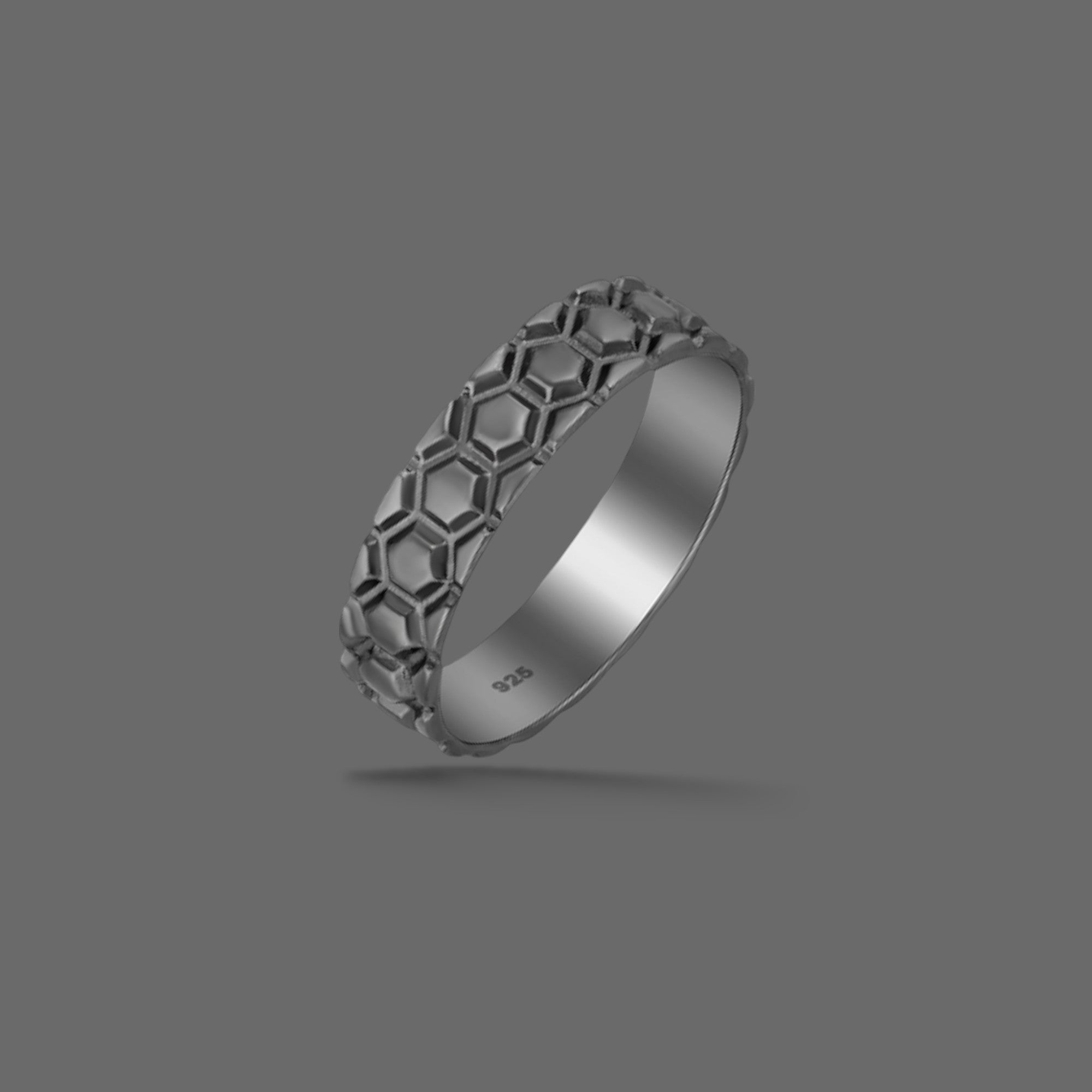 Sterling Silver Band Ring, Plated with Black Rhodium