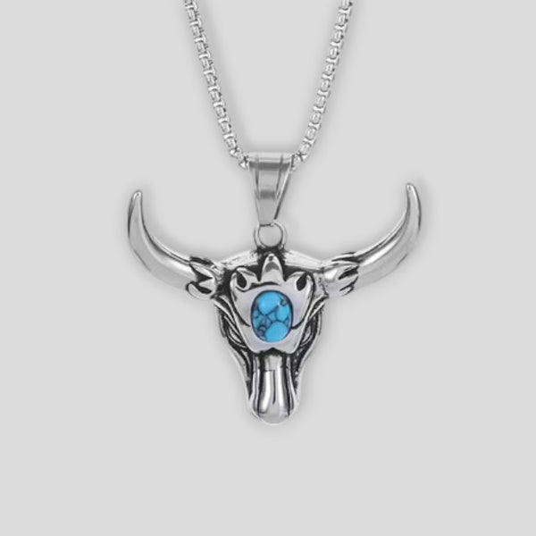 Bull Head Pendant with Turquoise