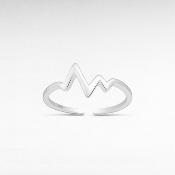 Silver Adjustable Heartbeat Toe Ring