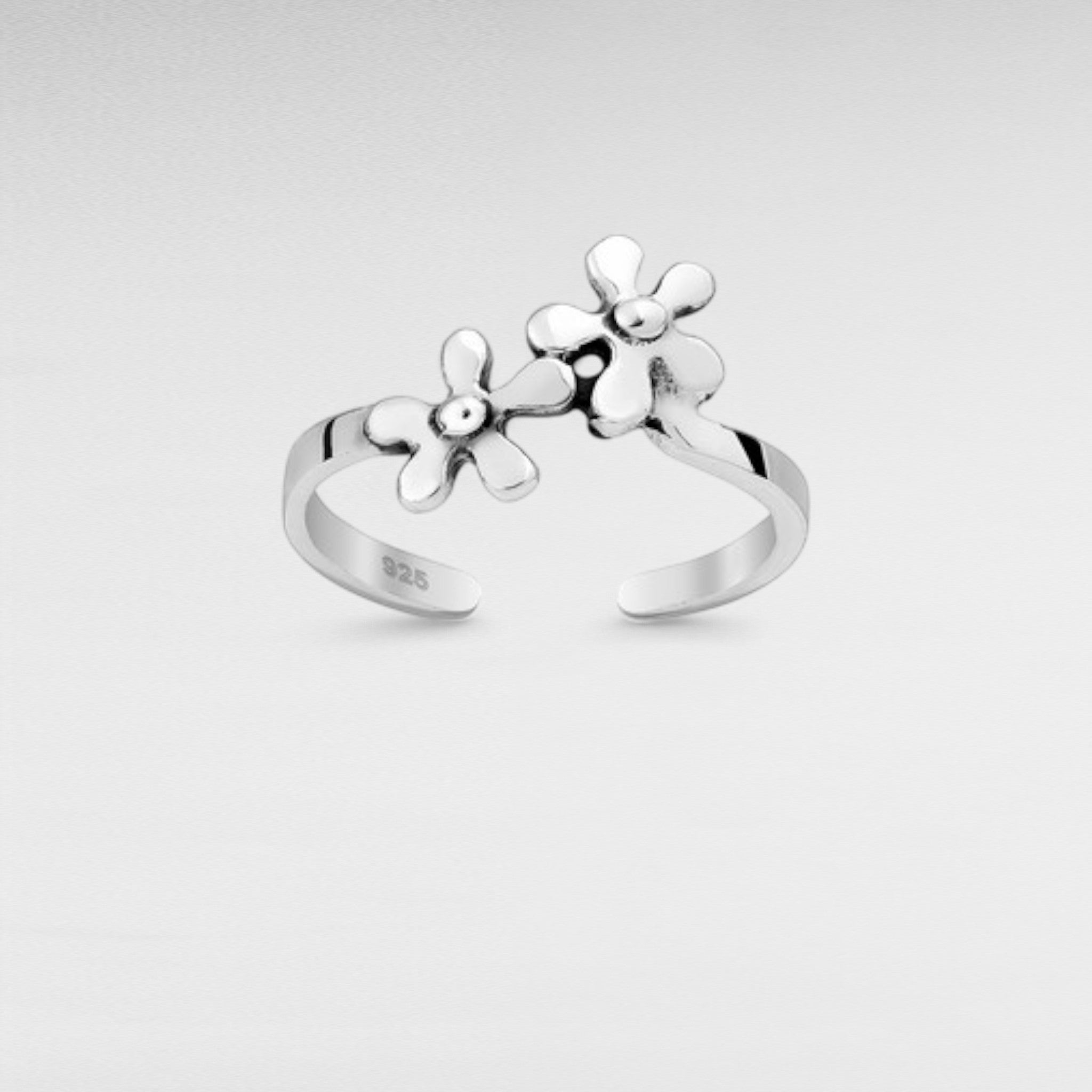 Sterling Silver Adjustable Flower Toe Ring