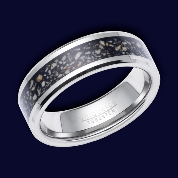 Tungsten Carbide Ring with Black Sandstone Inlay