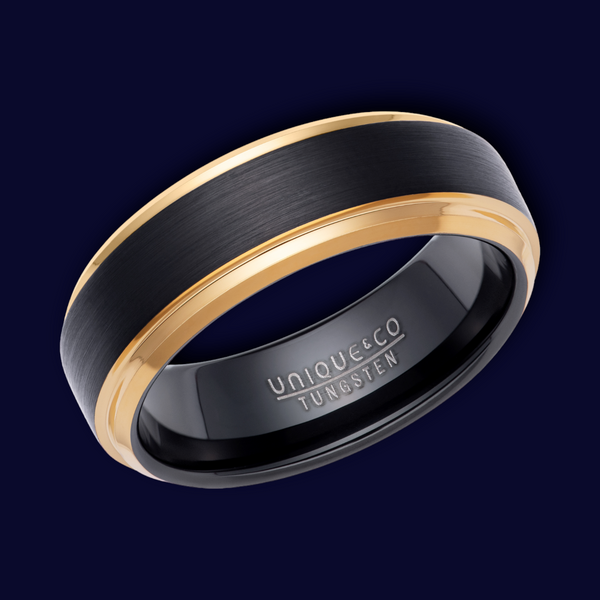 Tungsten Carbide Black & Gold Ring