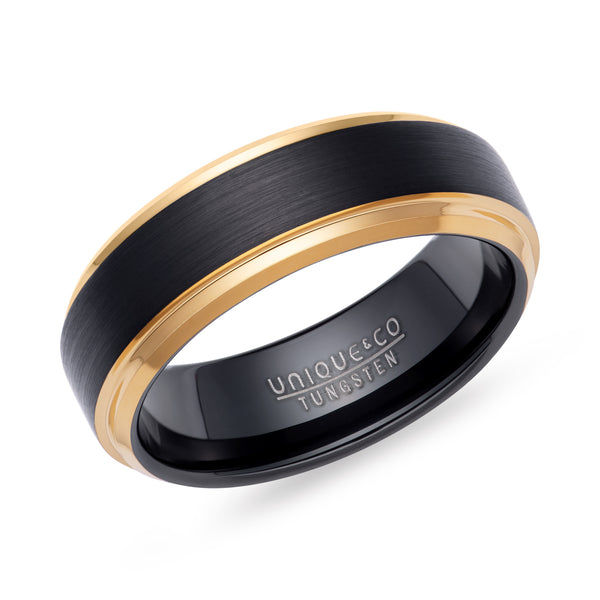Tungsten Carbide Black & Gold Ring