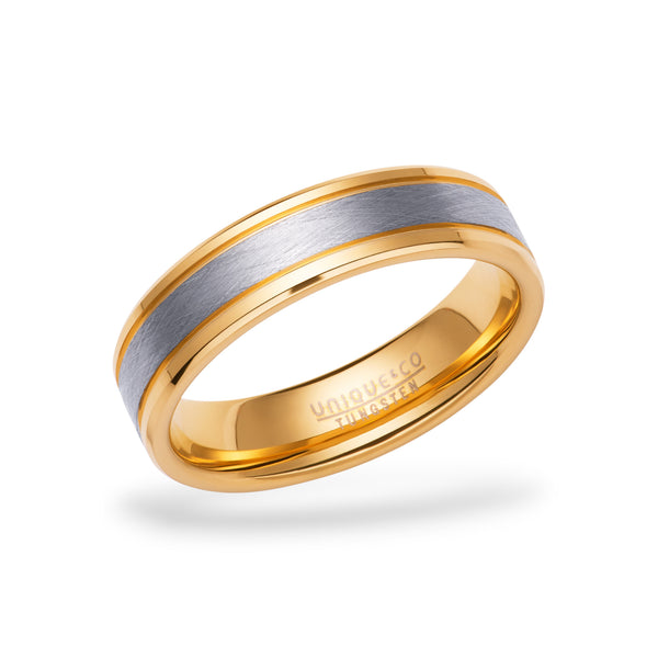 Tungsten Carbide Gold and Silver Ring - TUR166