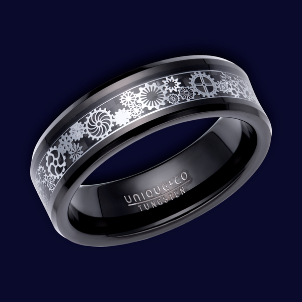 Black Tungsten Carbide Ring with Black Carbon Fibre Inlay