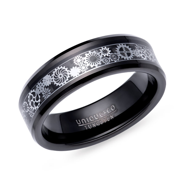 Black Tungsten Carbide Ring with Black Carbon Fibre Inlay