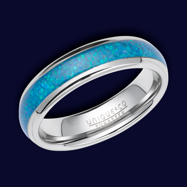 Tungsten Carbide Ring with Opal Inlay