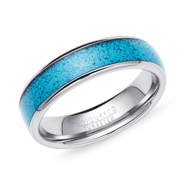 Tungsten Carbide Ring with Turquoise Inlay 6mm