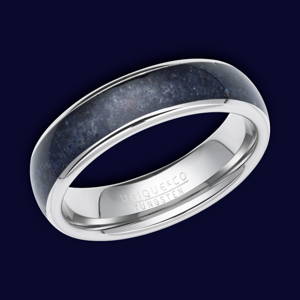 Tungsten Carbide Ring with Lapis Lazuli Inlay
