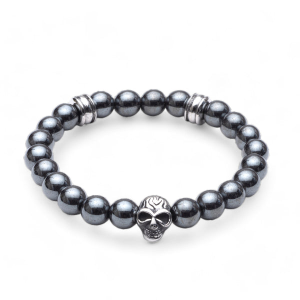 Skull and Bead Hematite Bracelet