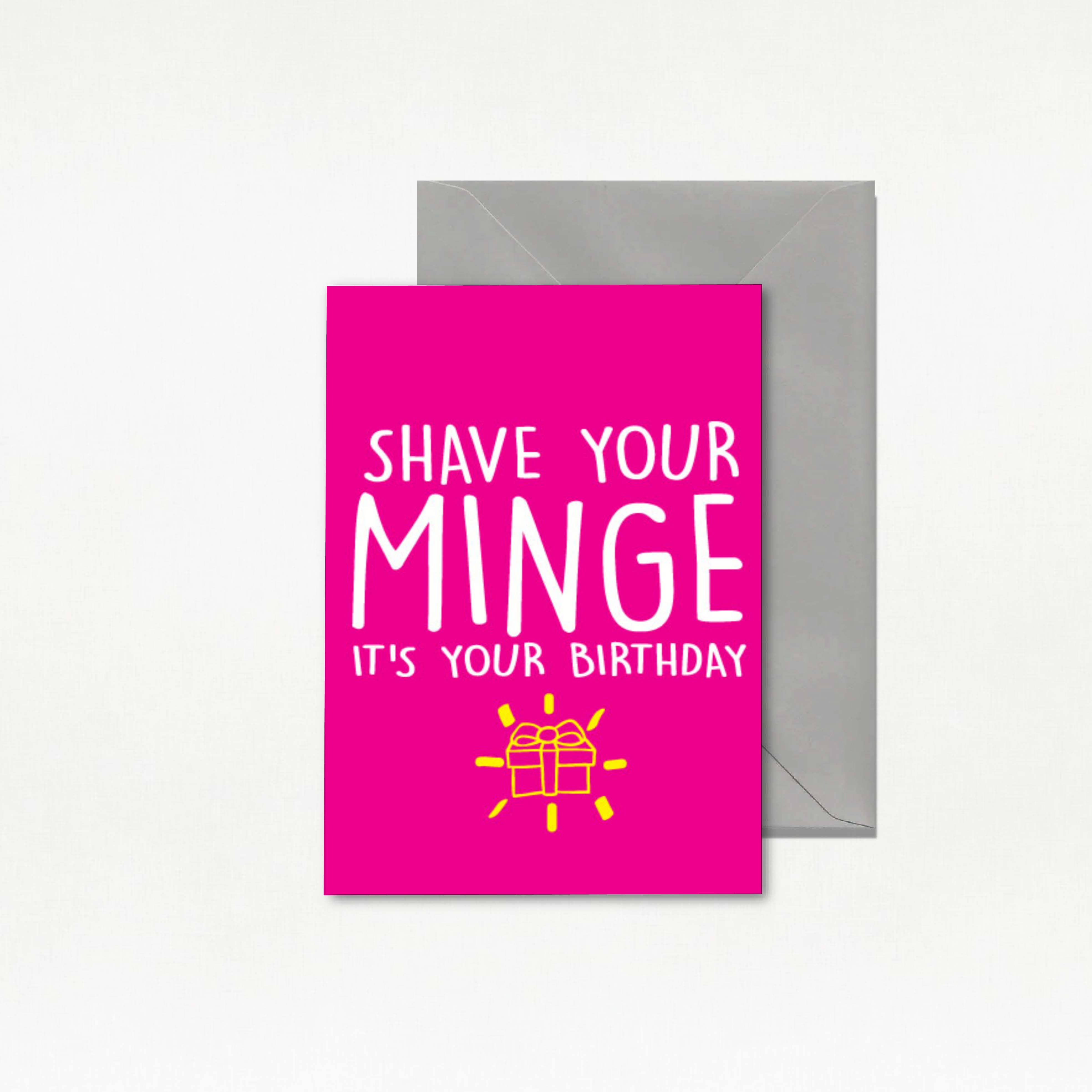 Funny Shave your minge Birthday Card